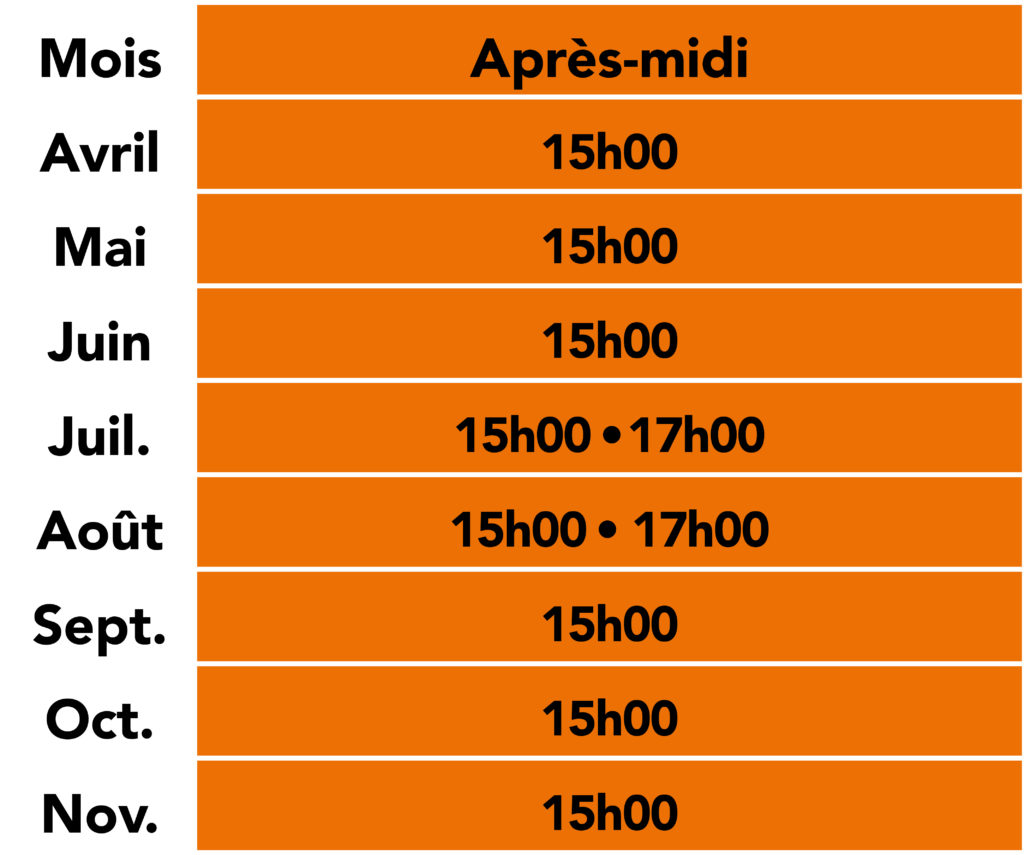 Horaires 2022